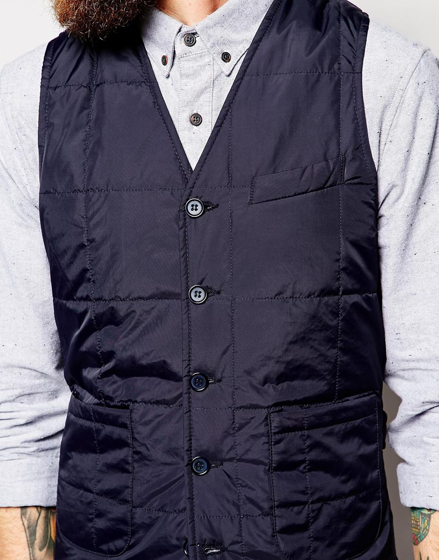 Lyst Asos Slim Fit Quilted Waistcoat in Blue for Men