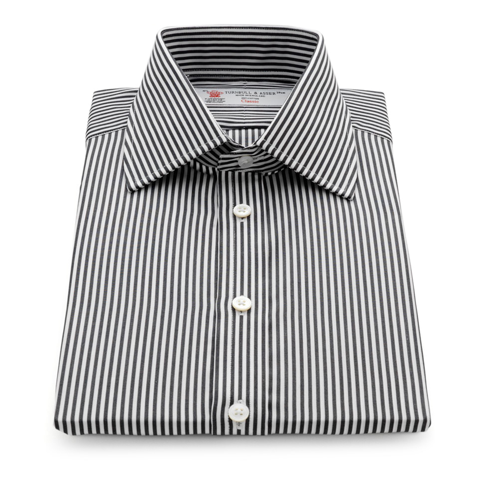Turnbull & asser Black Bengal Stripe Shirt With Classic T&a Collar in ...