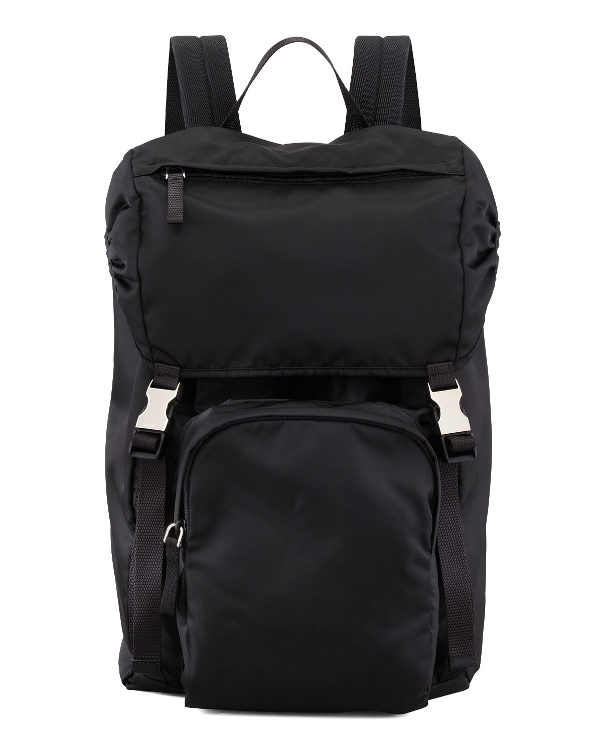 Prada Men'S Nylon Double-Buckle Backpack in Black for Men | Lyst