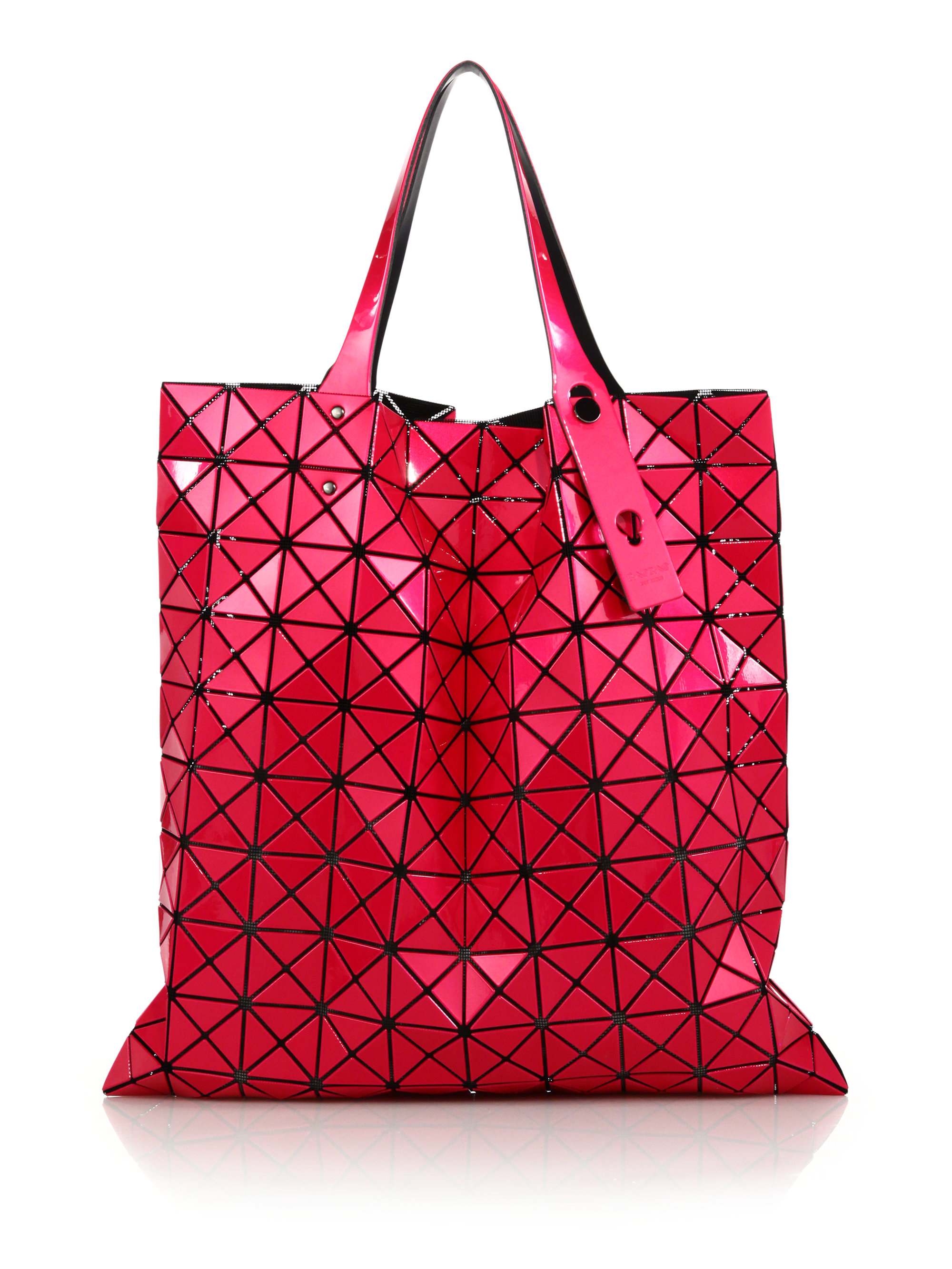 Bao bao issey miyake Prism Basic Metallic Faux Leather Tote in Red ...