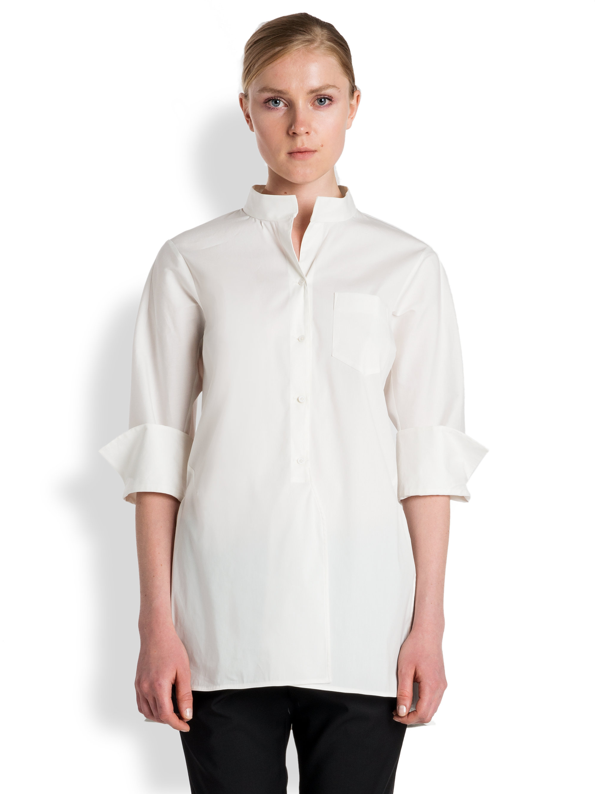 Lyst - Jil Sander Mandarin Collar Tunic in White