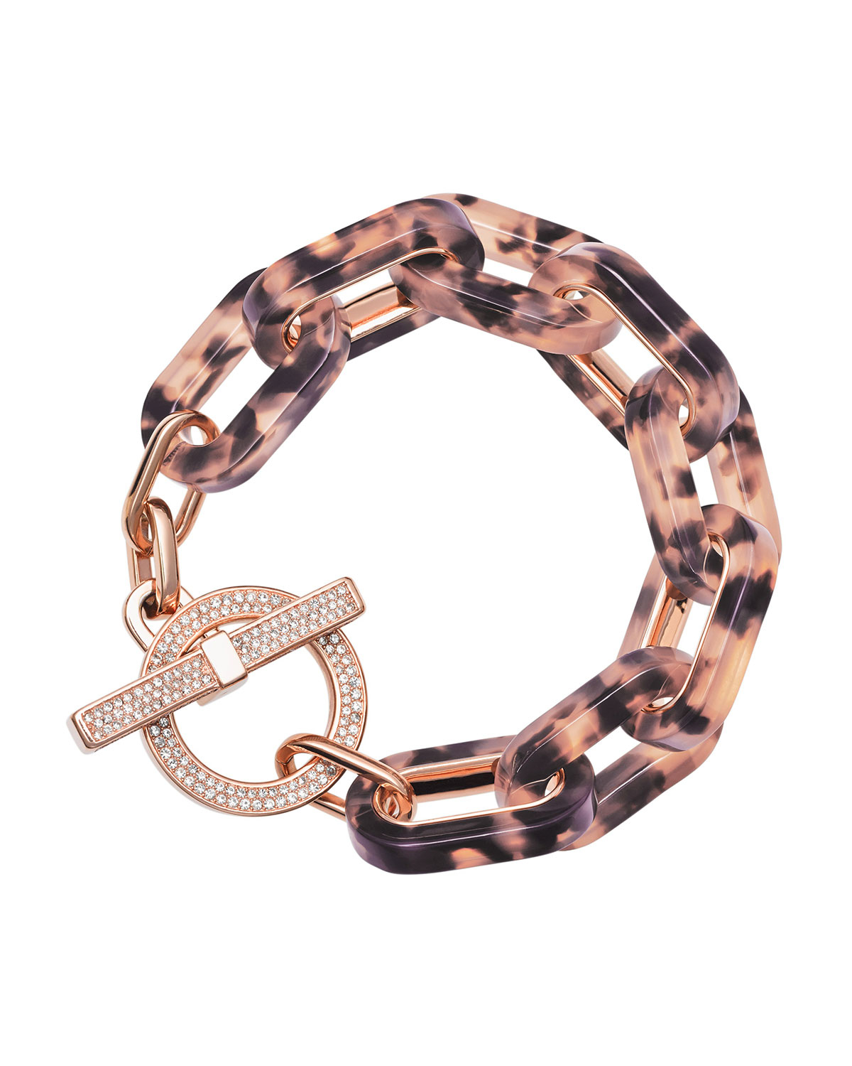 Lyst Michael Kors Tortoise Link Pave Toggle Bracelet In Pink Gallery