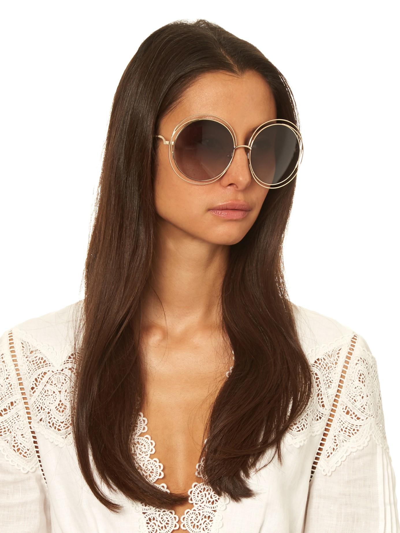 chloe gold multi carlina round framed sunglasses gold product 3 909242238 normal