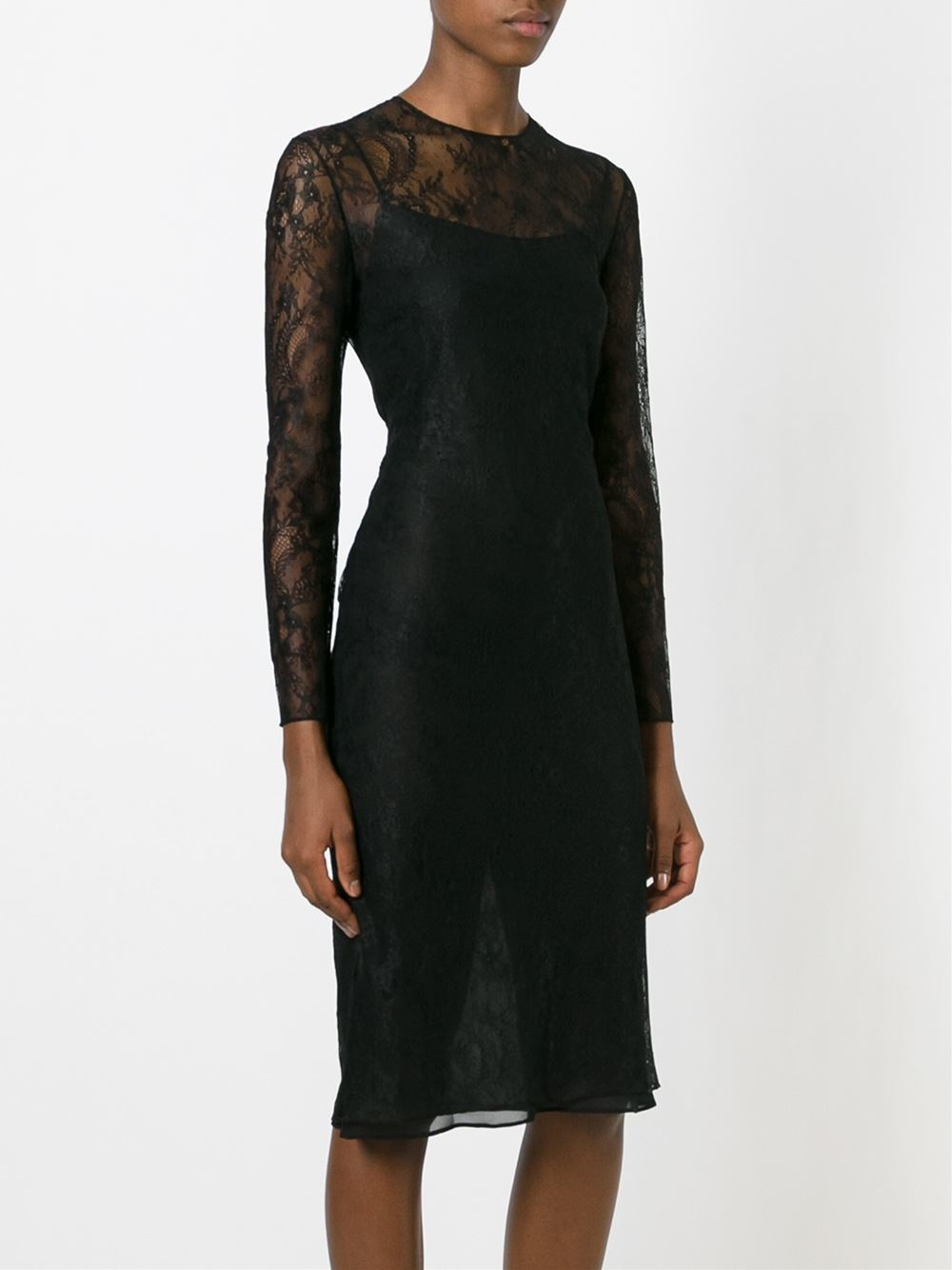 Givenchy Fitted Floral Lace Dress in Black | Lyst
