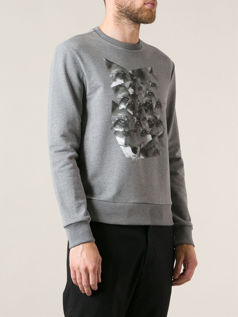 Lyst - Moncler Wolf Print Sweatshirt in Gray for Men