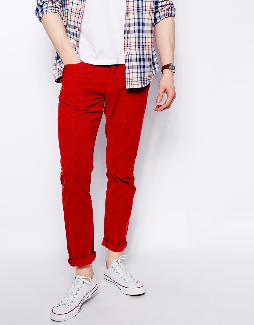 Jack wills Darrowby Cord Pants in Slim Fit in Red for Men | Lyst