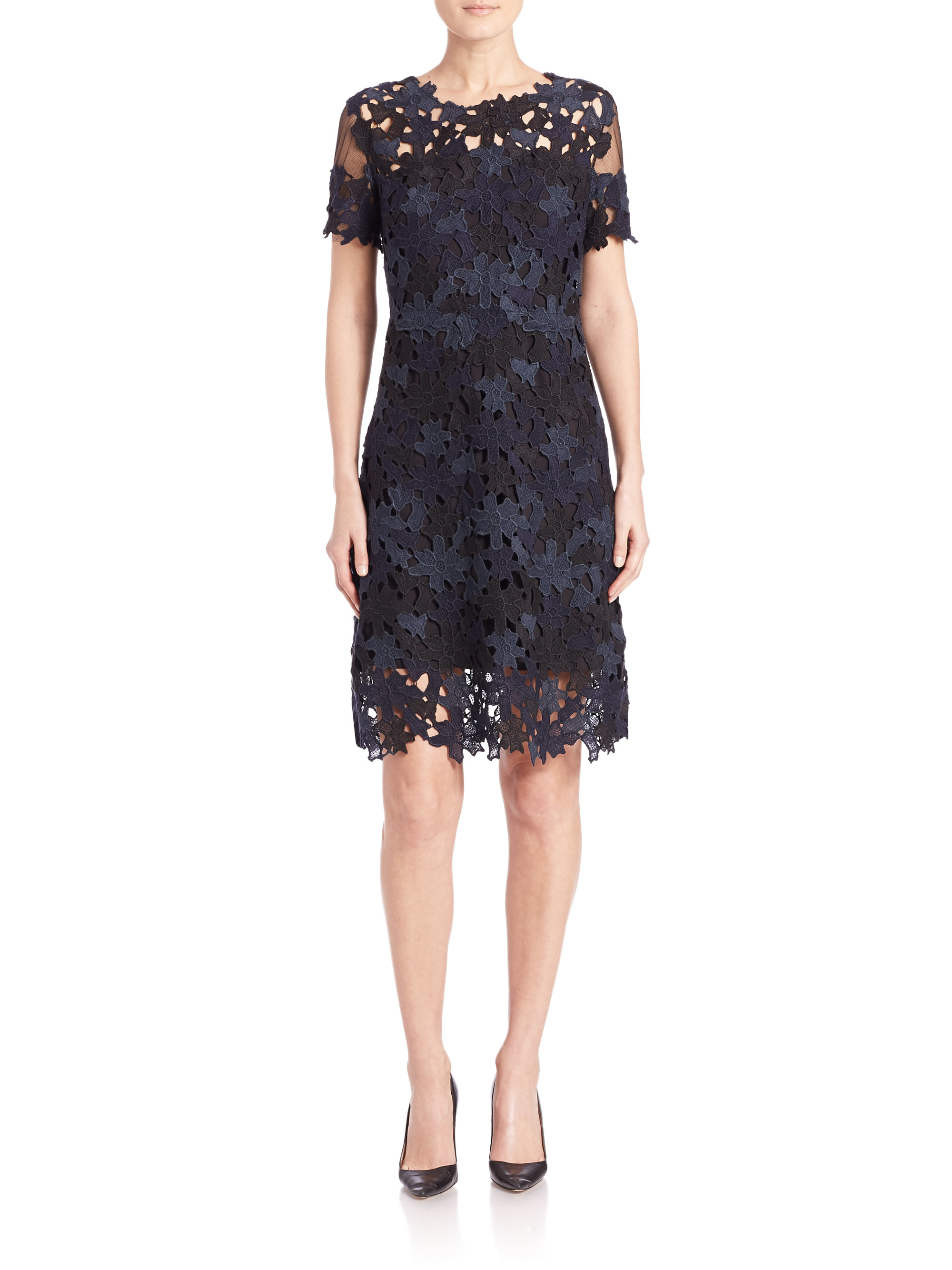 Elie tahari Knee-length Dress in Blue | Lyst