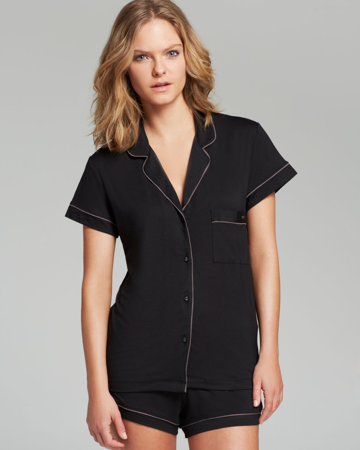 Calvin klein Short Sleeve Pajama Top in Black Lyst