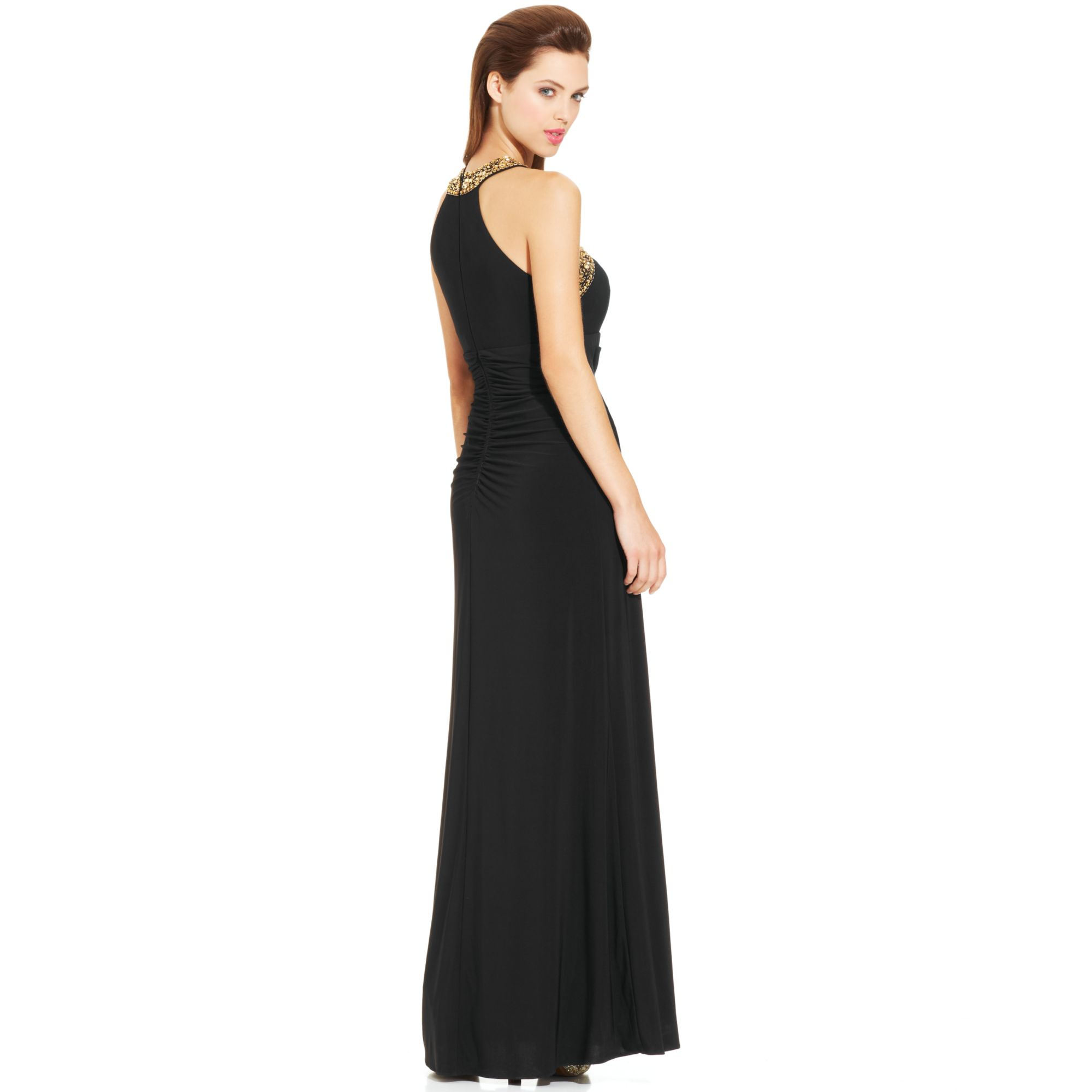 xscape ruched gown