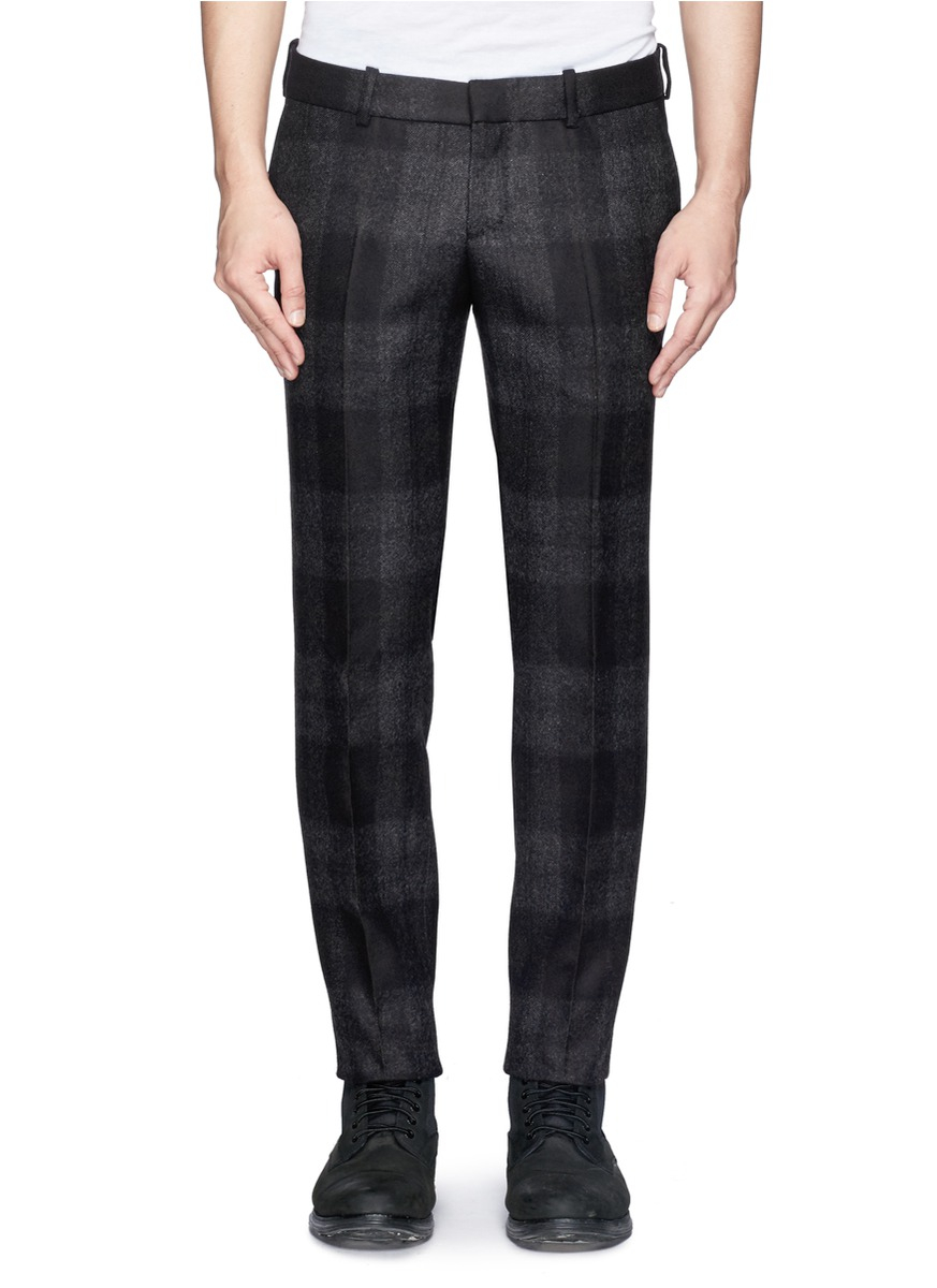 Alexander Mcqueen Slim Fit Check Flannel Pants in Gray for Men (Grey ...