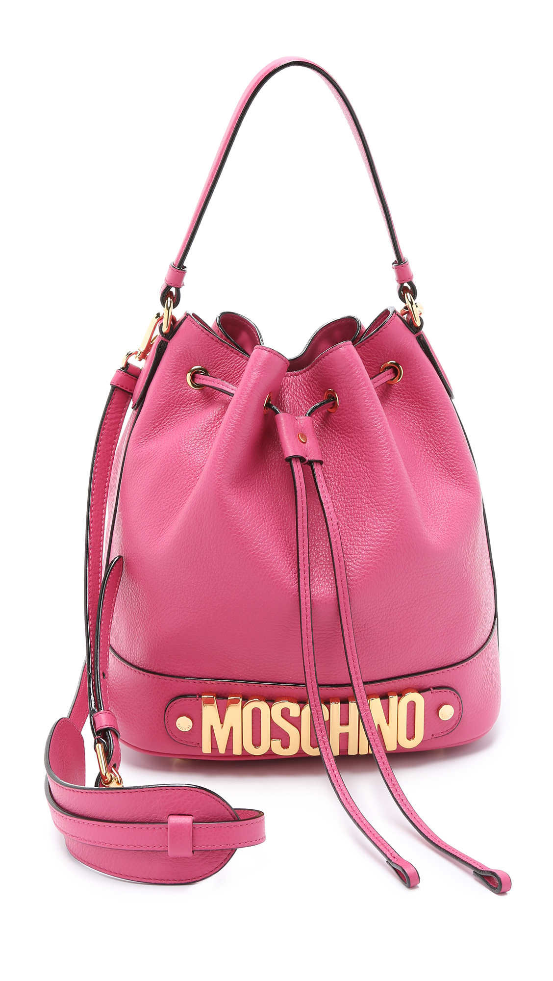 Lyst - Moschino Leather Bucket Bag - Pink in Pink