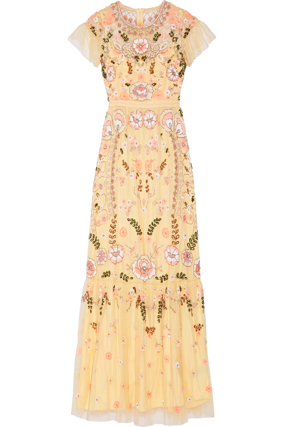 Pastel yellow maxi dresses for women wedding