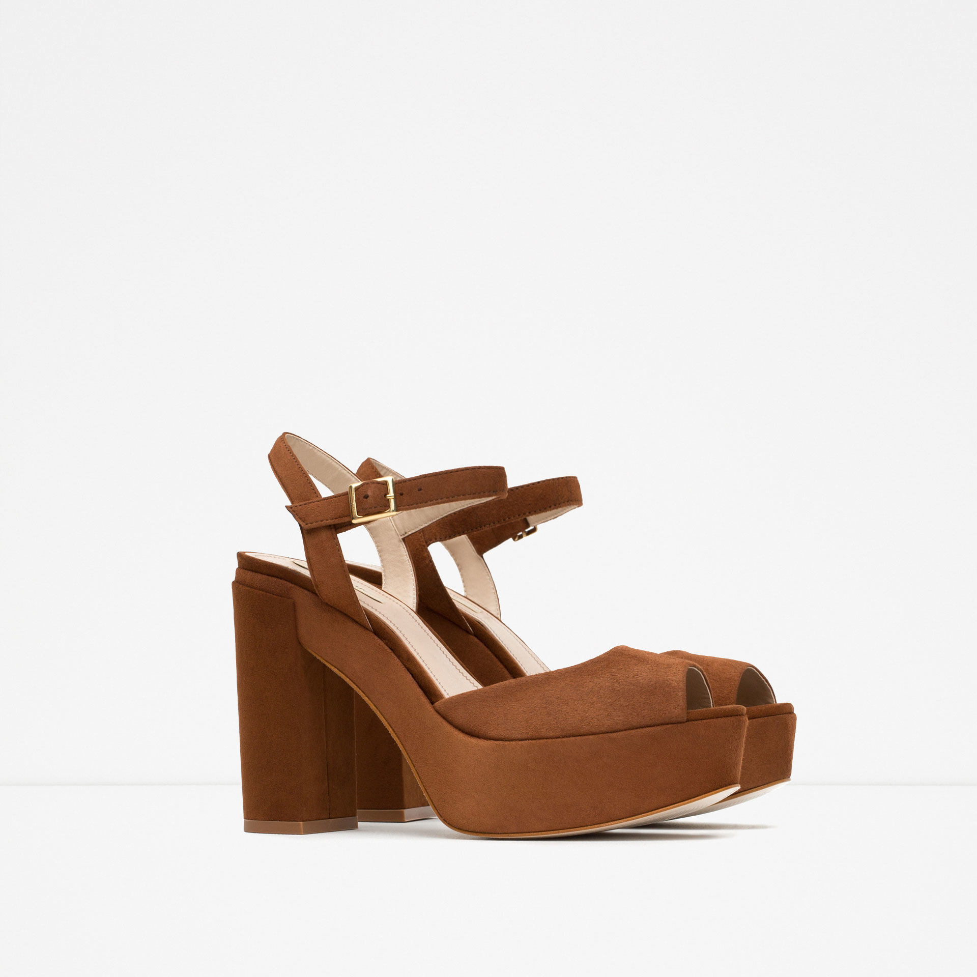 Zara Leather Platform Sandals In Brown Lyst 3416