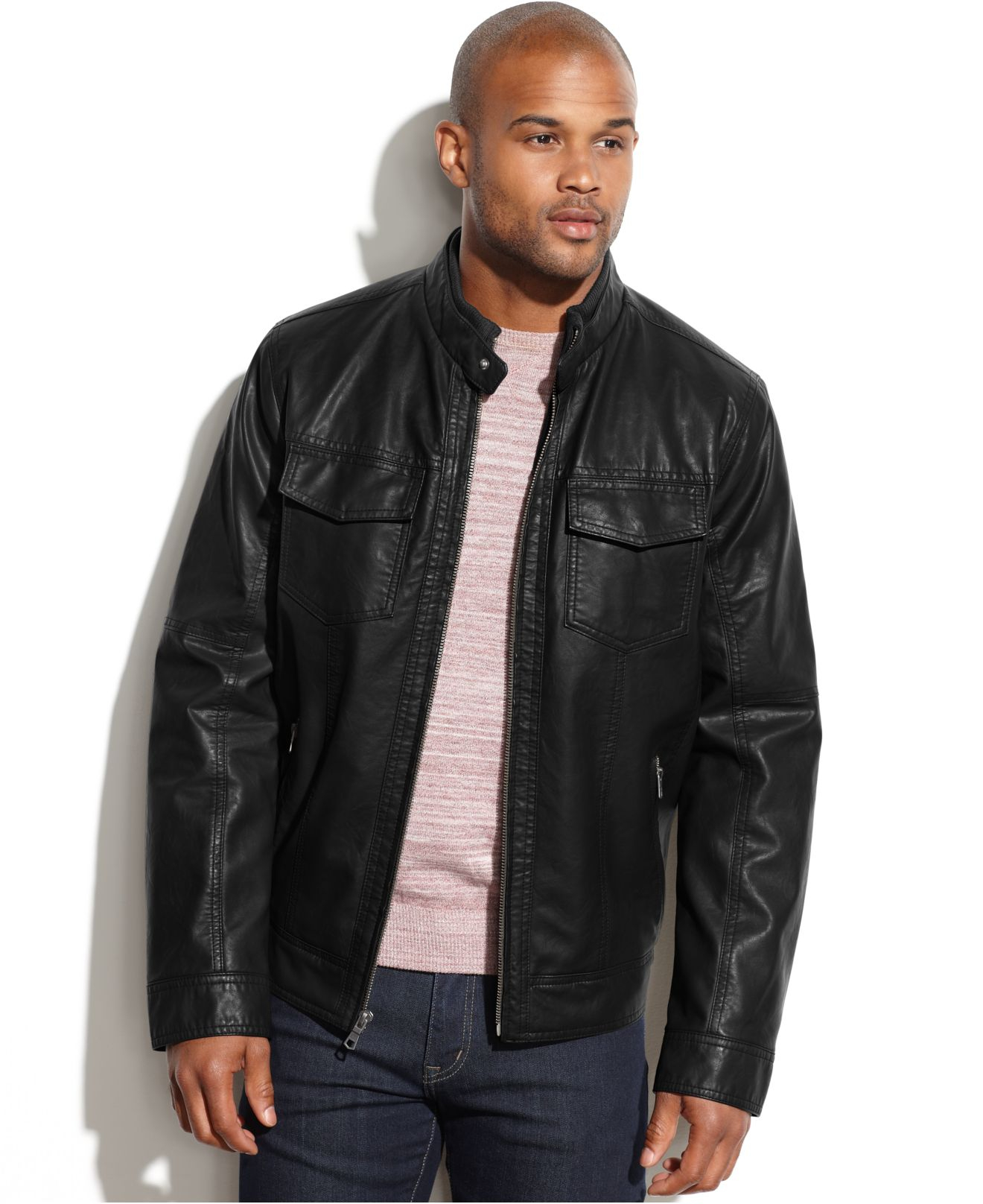 Lyst - Tommy Hilfiger Faux-Leather Moto Jacket in Black for Men