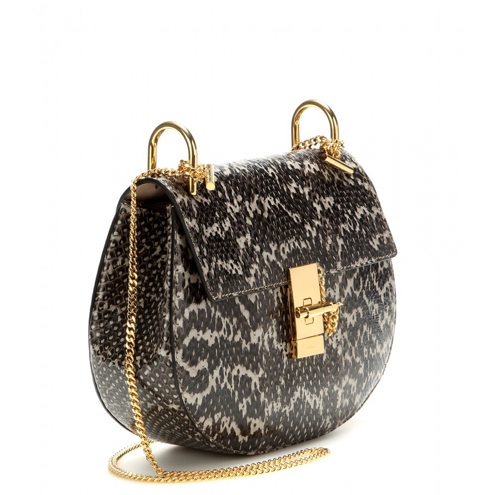 Chlo Drew Snakeskin Shoulder Bag in Gray (grey) | Lyst  