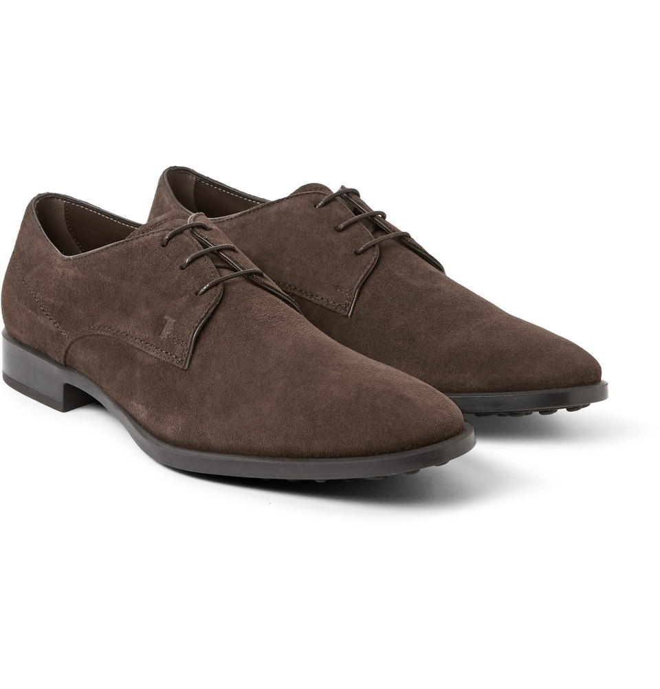 Tod's Suede Derby Shoes in Brown for Men | Lyst