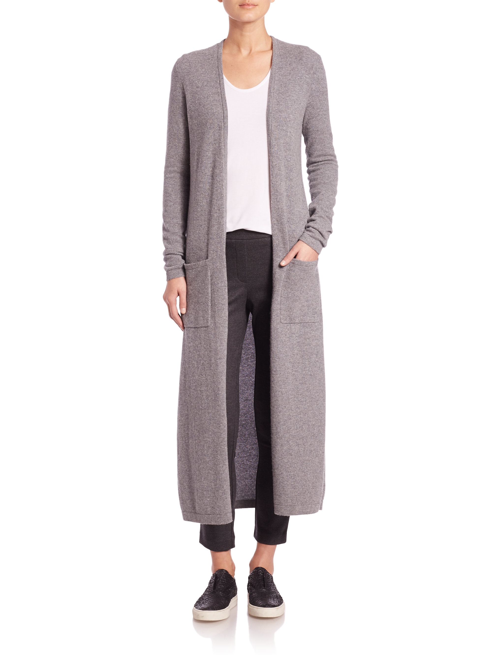 Lyst - Theory Torina Long Cashmere Duster Cardigan in Gray