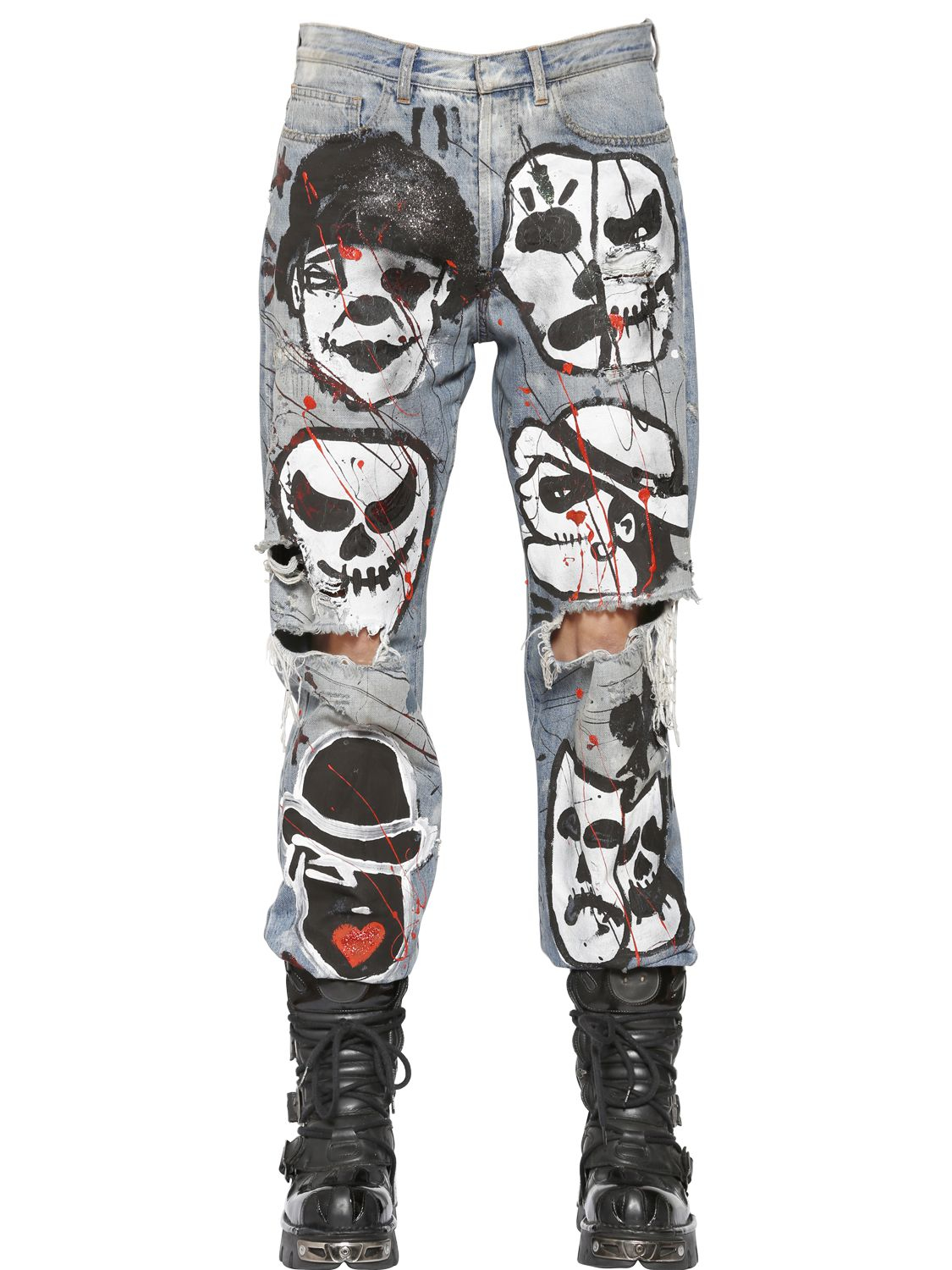 Lyst Faith Connexion Painted Boyfriend Cotton Denim Jeans In Blue Gallery