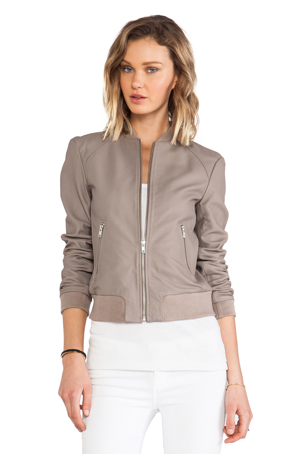 Lyst - Soia & Kyo Nyla Leather Bomber Jacket in Gray