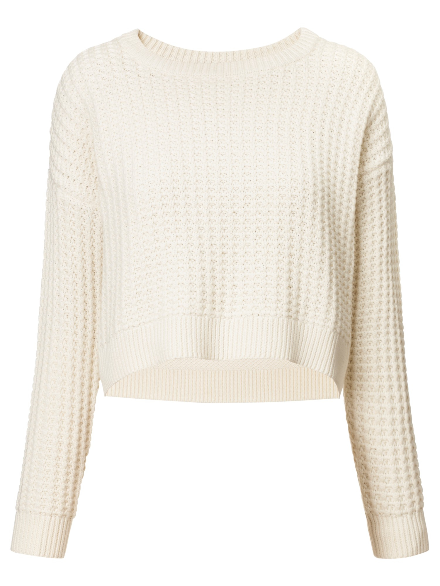 Whistles Willa Cropped Stitch Knit Jumper in White (Ivory) | Lyst