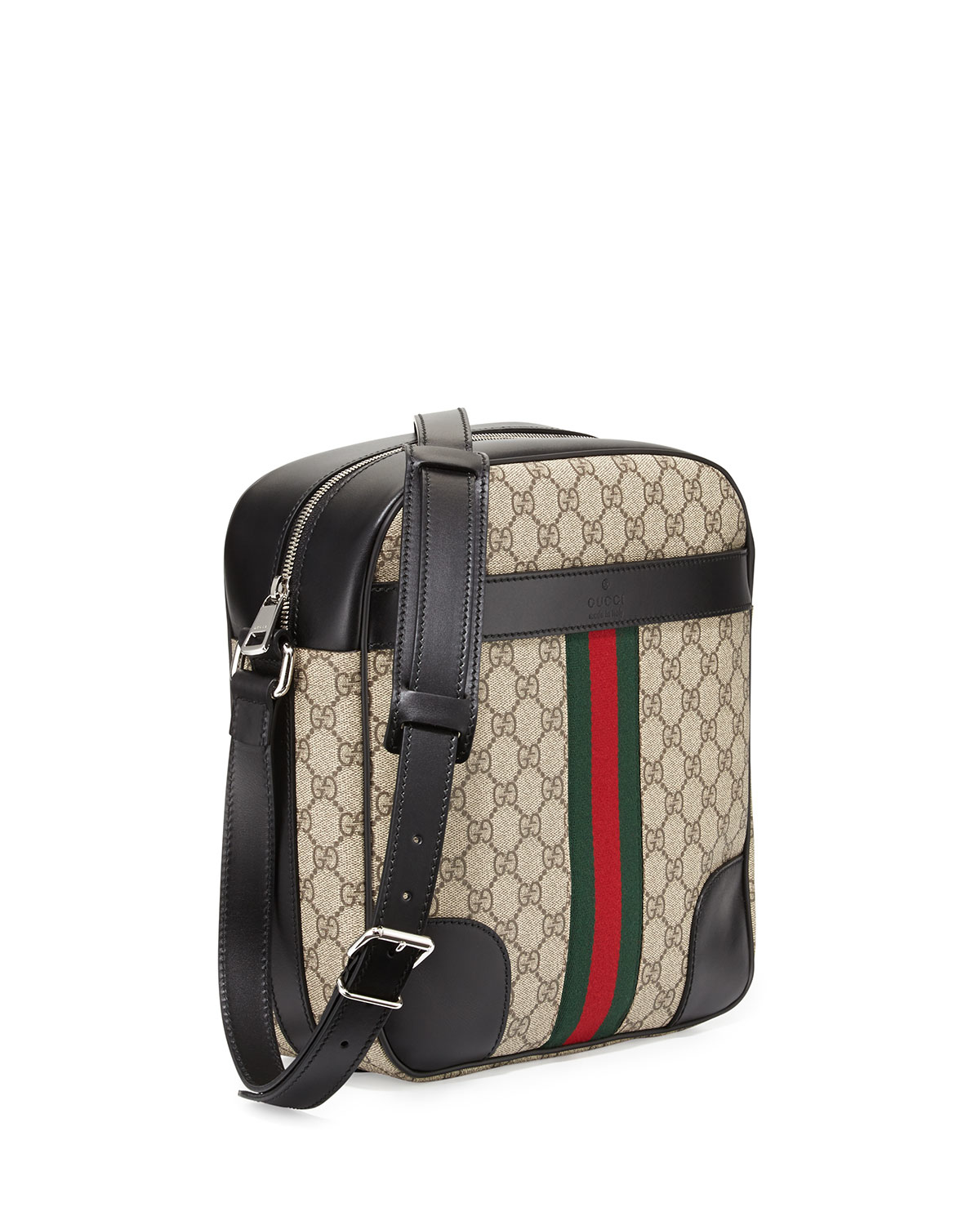 Gucci Gg Canvas Messenger Flight Bag in Black for Men | Lyst