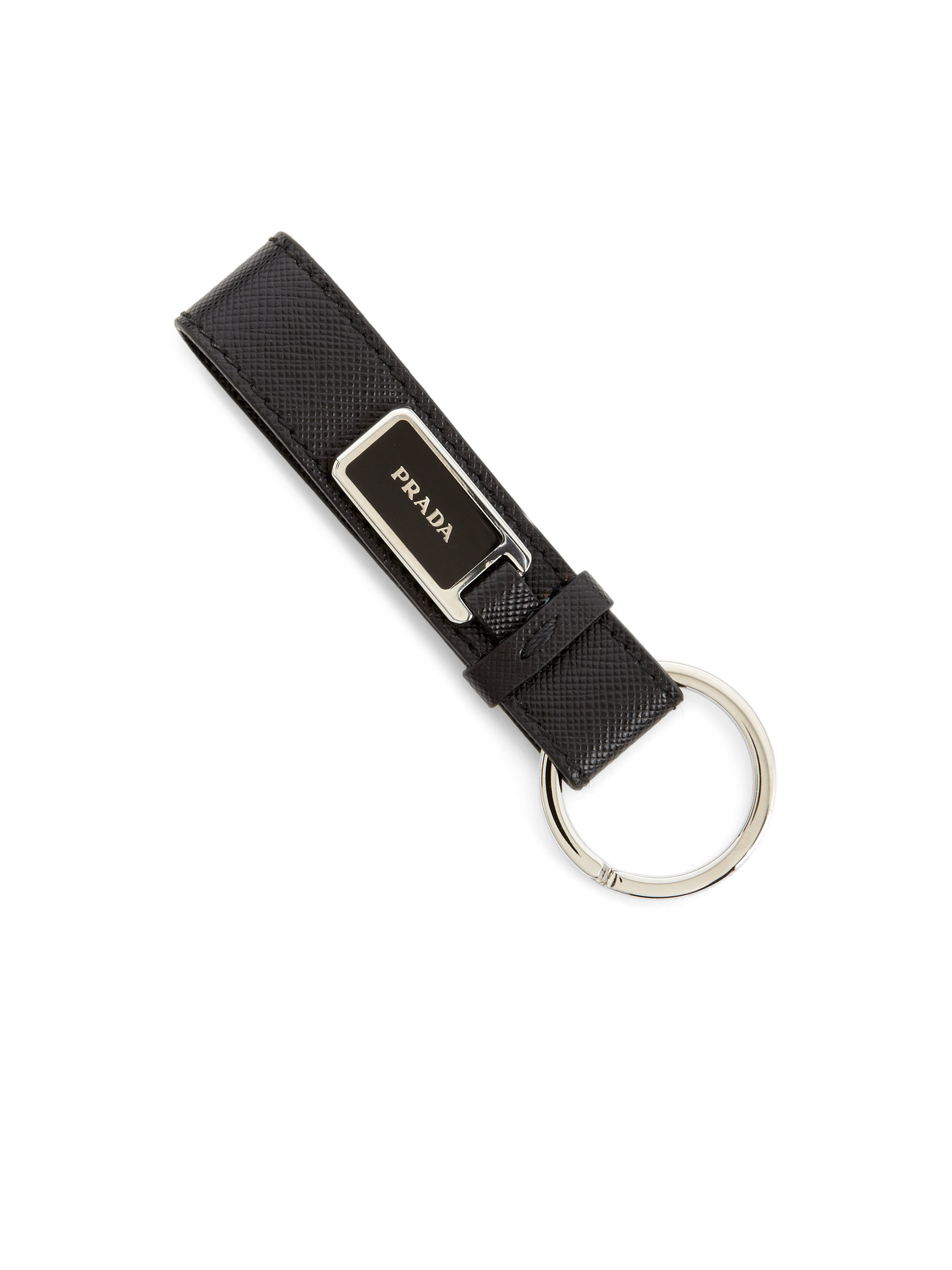 Prada Saffiano Key Chain in Black for Men | Lyst  