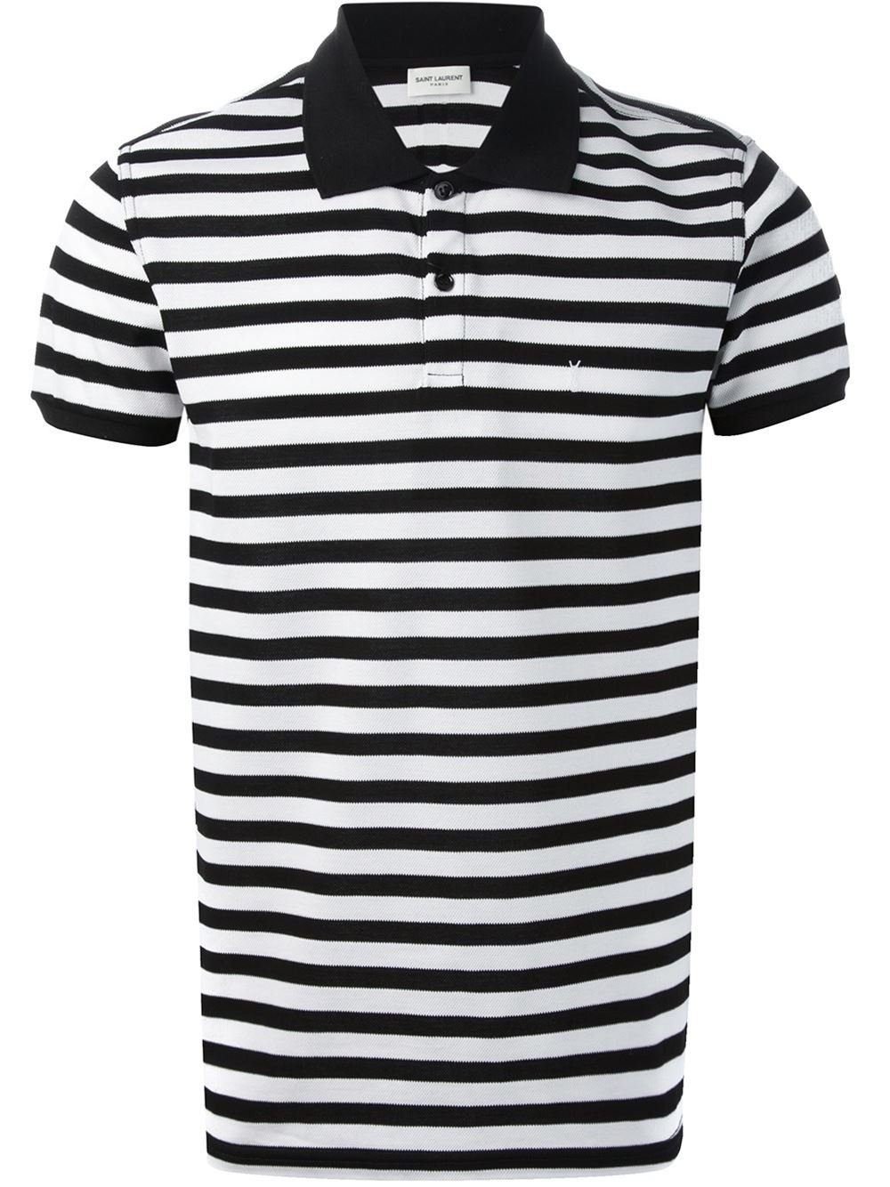 Lyst - Saint Laurent Striped Polo Shirt in Black for Men