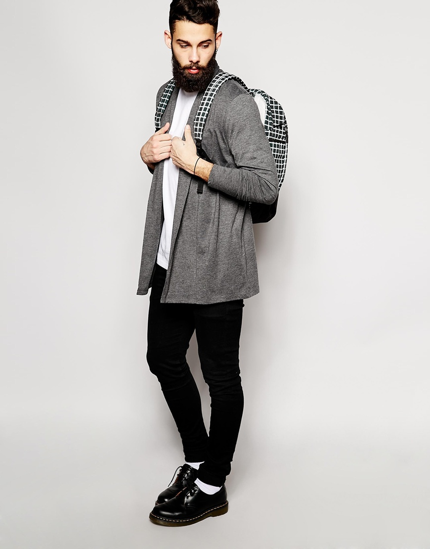 Asos Longline Cardigan With Shawl Neck In Jersey in Gray for Men ...