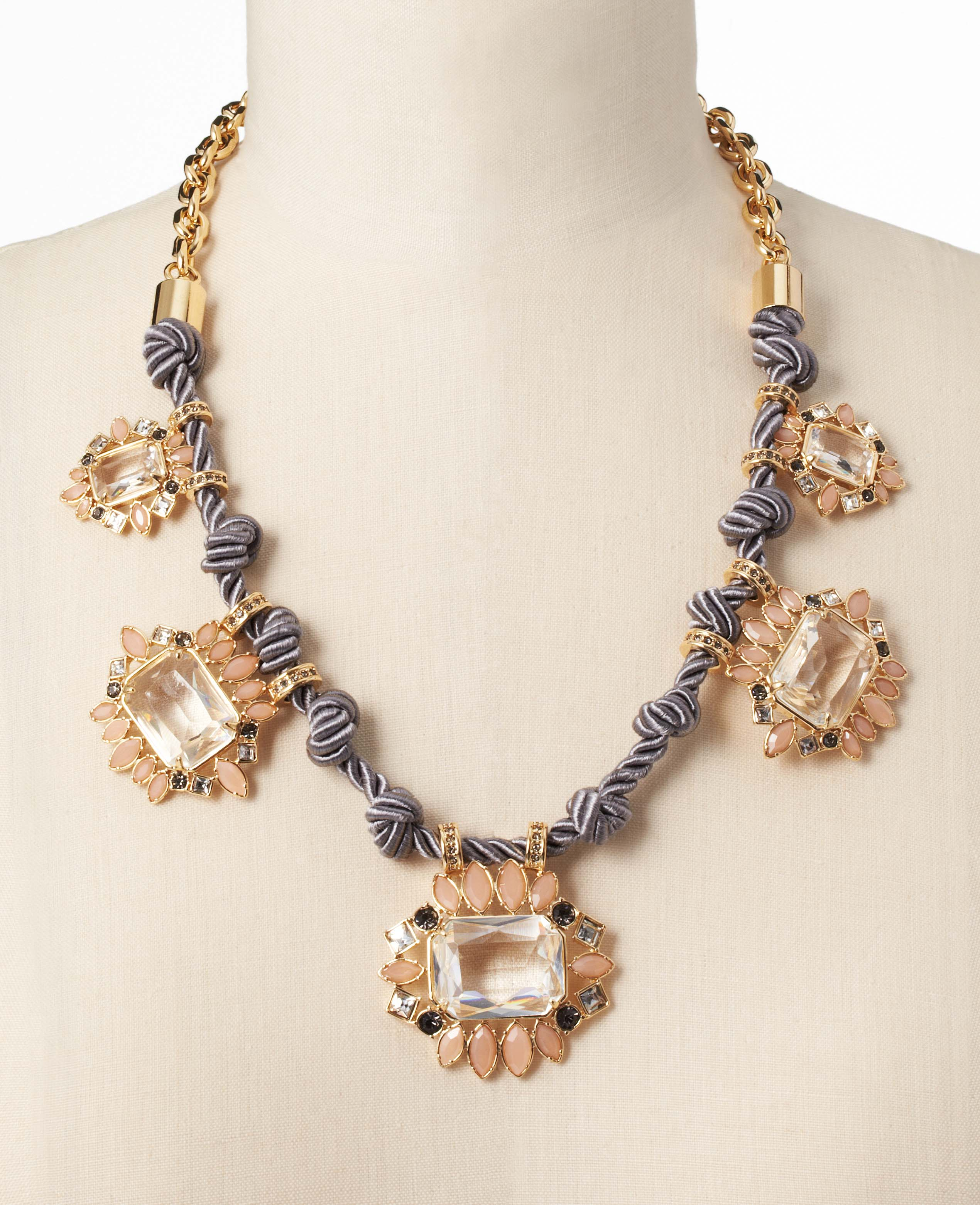 Ann taylor Knotted Rope Crystal Statement Necklace in Pink Lyst