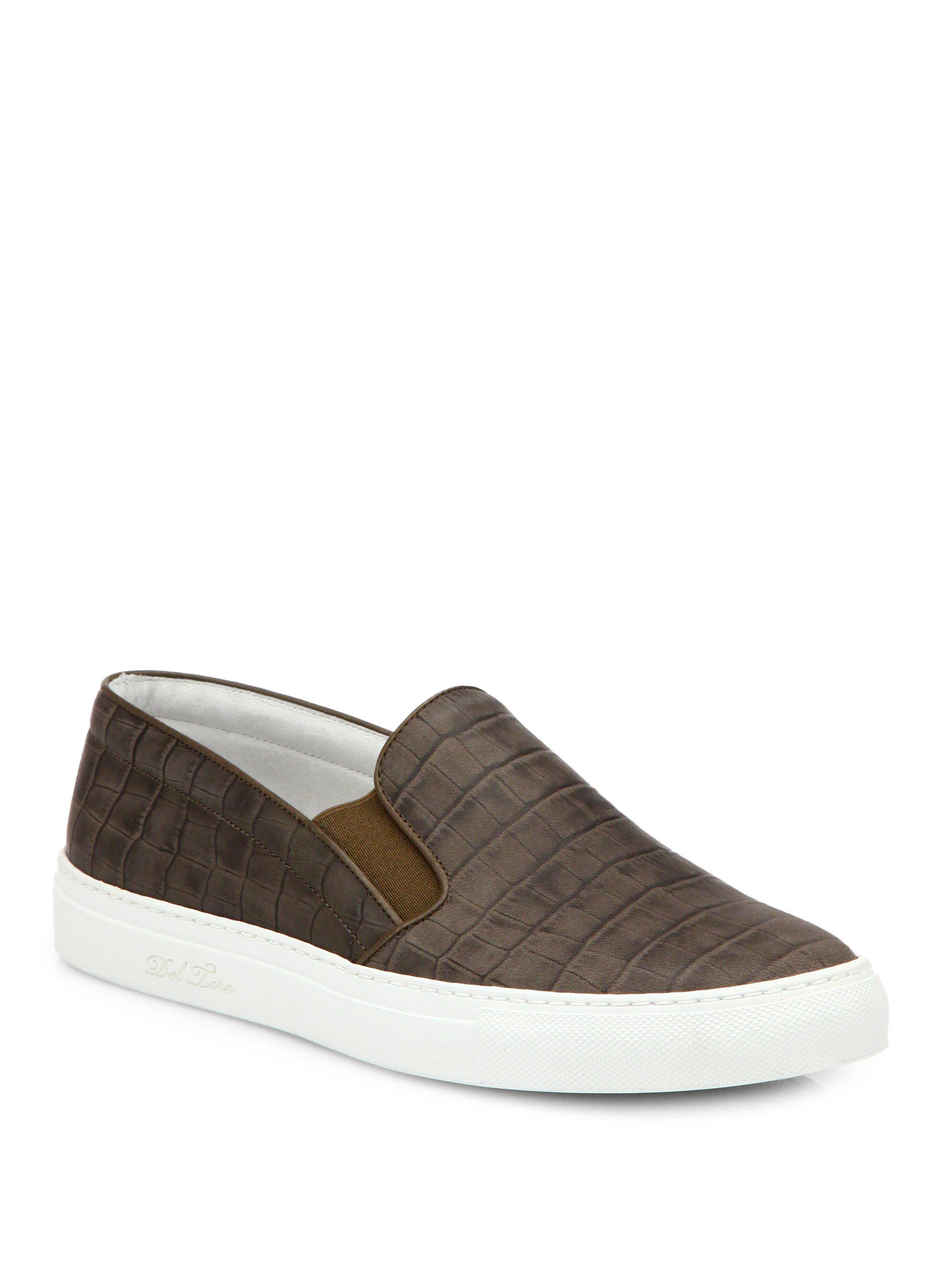 Brown Leather Faux Croc Shoes Brown Leather Faux Croc Shoes