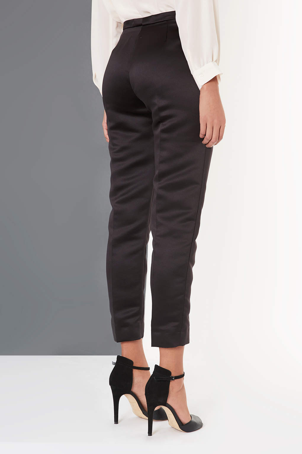 zara black satin trousers