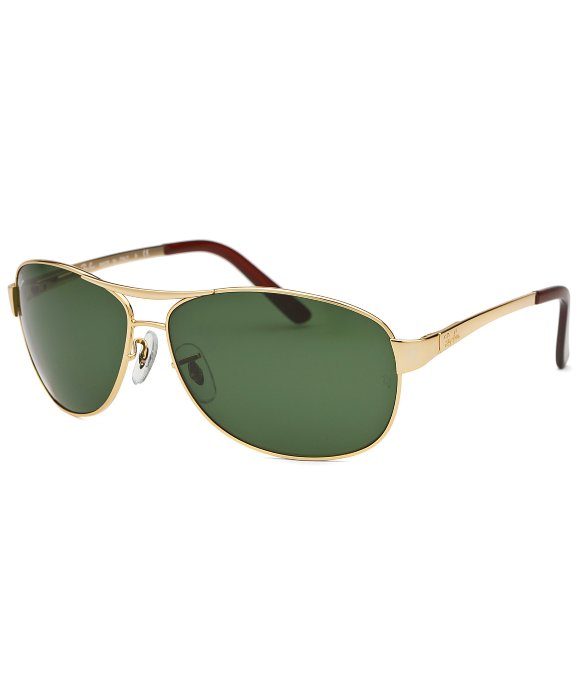 Rayban Cockpit Aviator Goldtone Sunglasses Green Lenses in Gold for