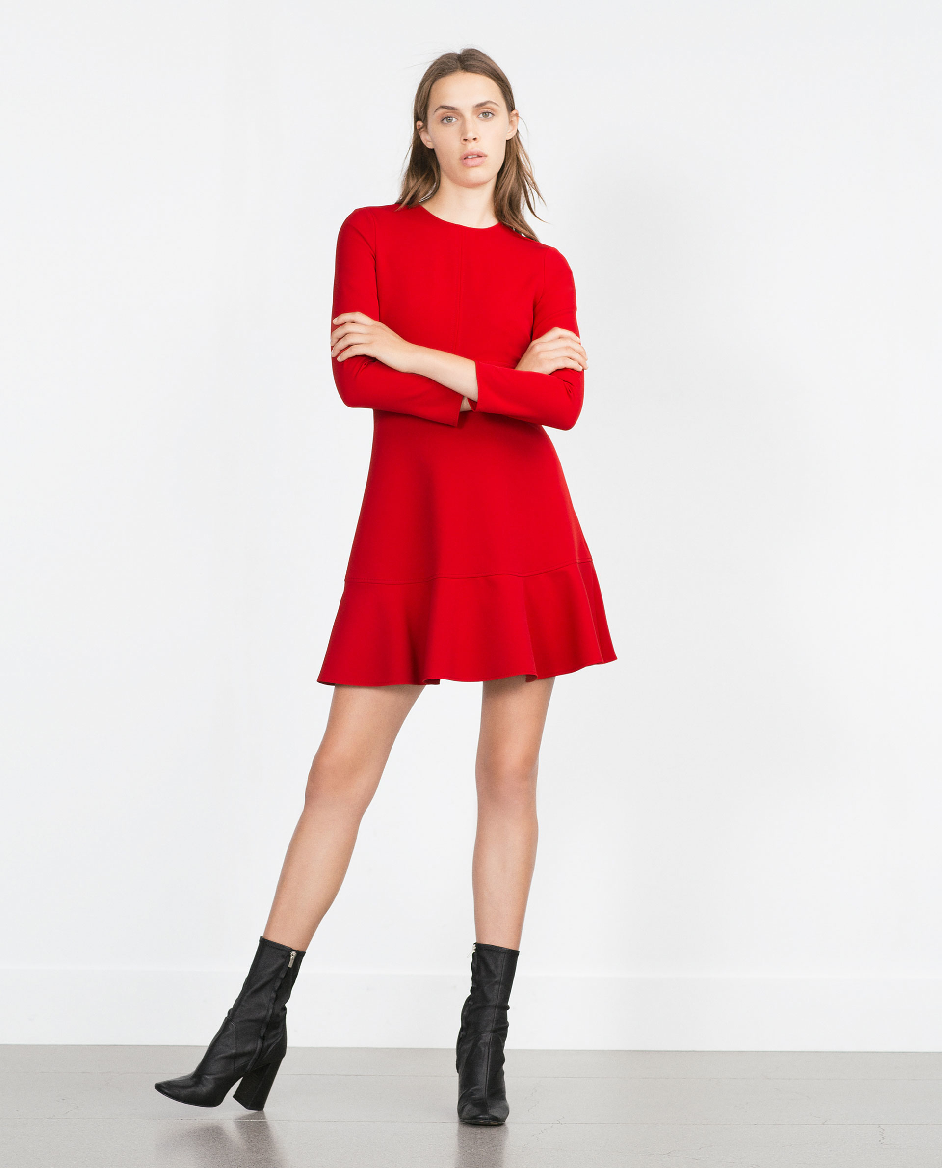  Zara  Skater Dress  in Red  Lyst