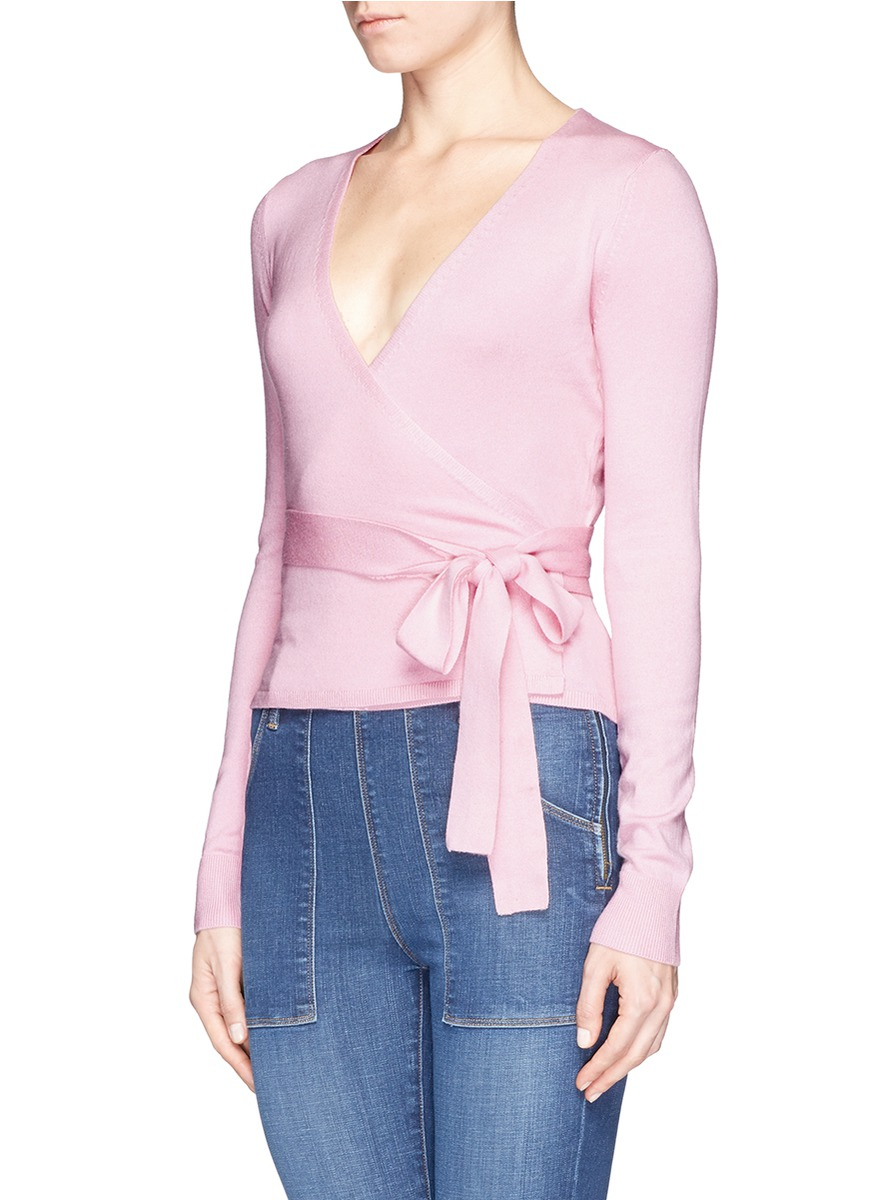 Diane von furstenberg Silkcashmere Ballerina Wrap Cardigan in Pink Lyst