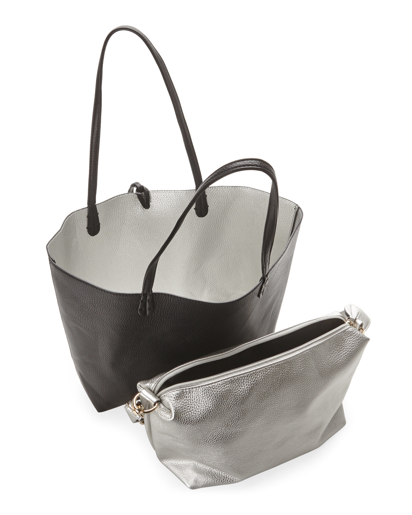 Lyst - Imoshion Black & Silver Reversible Bag-In-Bag Tote in Black