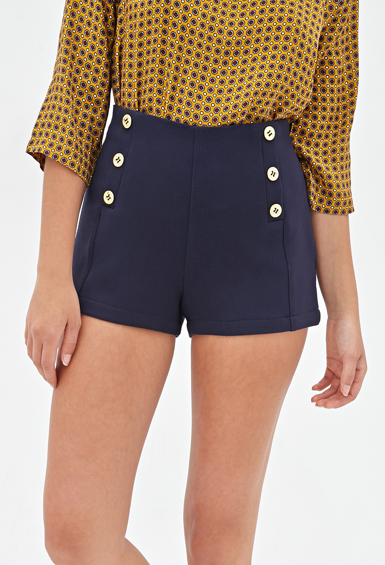 Forever 21 High-Waisted Sailor Shorts in Blue | Lyst