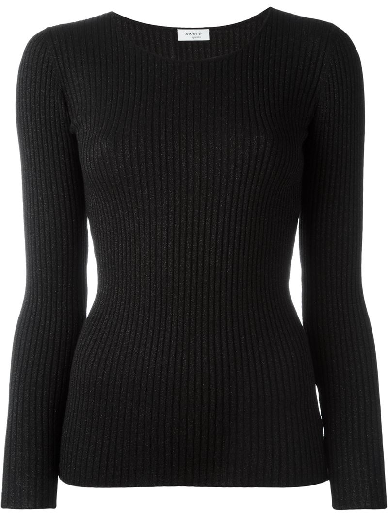 Akris Fitted Ribbed Sweater in Black | Lyst