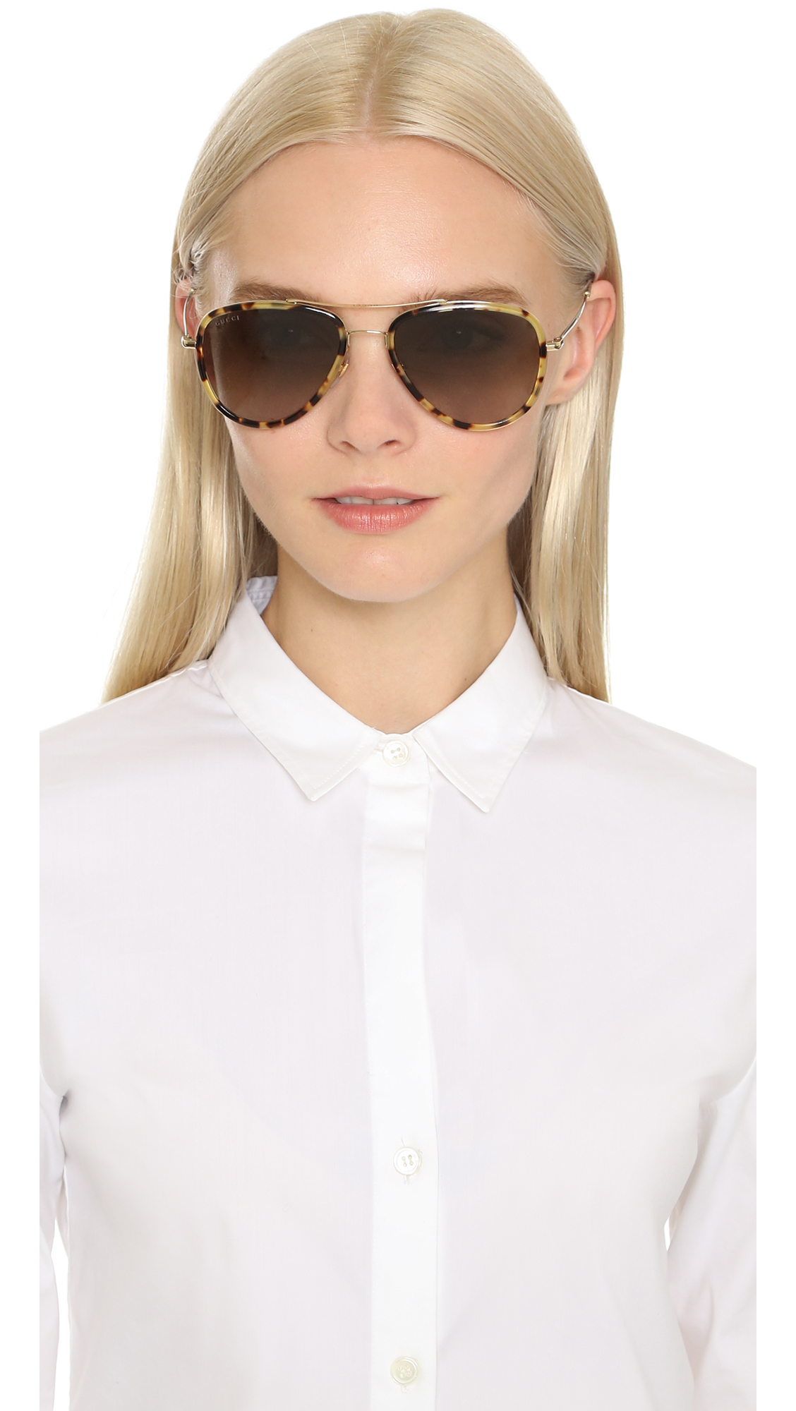 Lyst - Gucci Aviator Sunglasses - Spotted Havana/brown in Gray