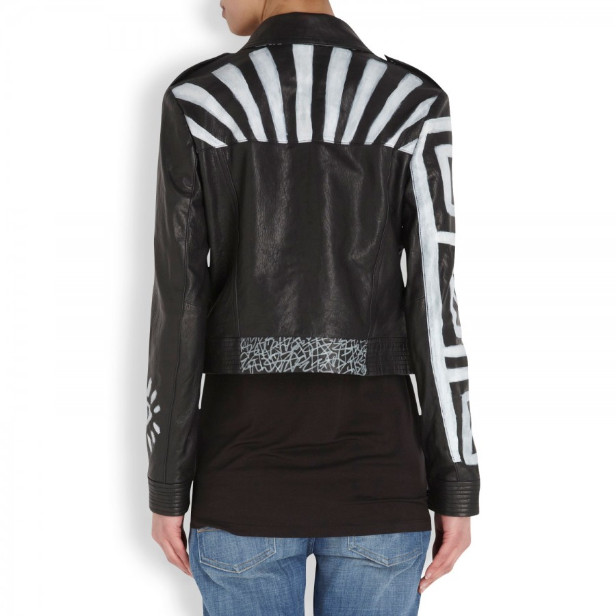 Elizabeth And James Erwan Hand Painted Leather Jacket In Black Lyst Gallery