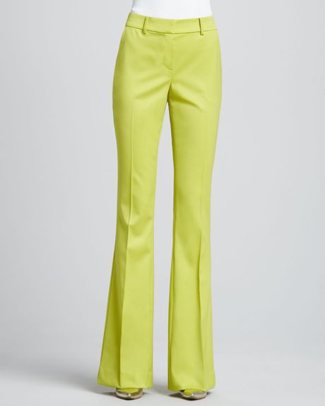 St. John Bootcut Trouser Pants Chartreuse in Green (CHARTREUSE) | Lyst