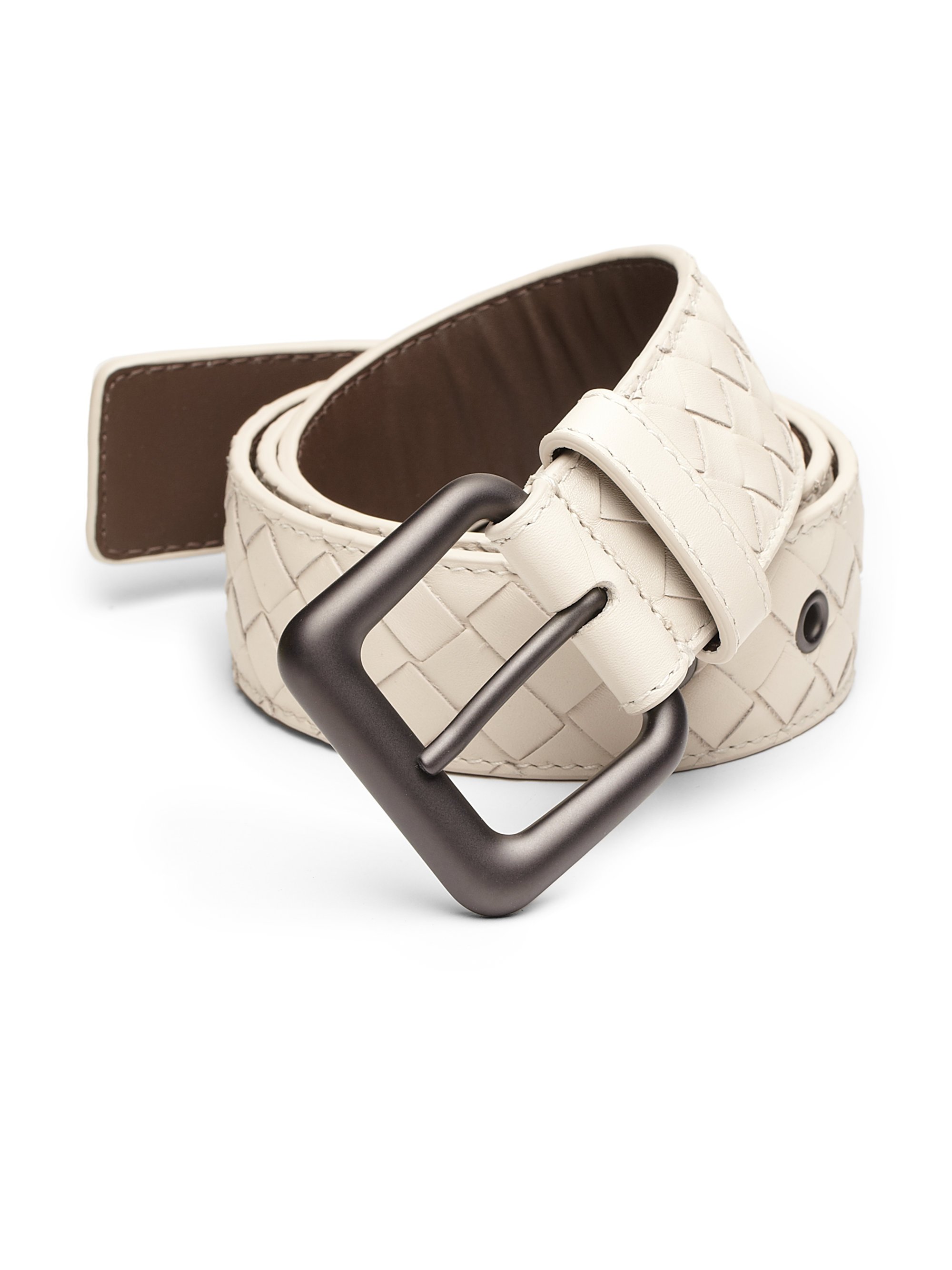 Bottega veneta Intrecciato Woven Leather Belt in White for Men | Lyst