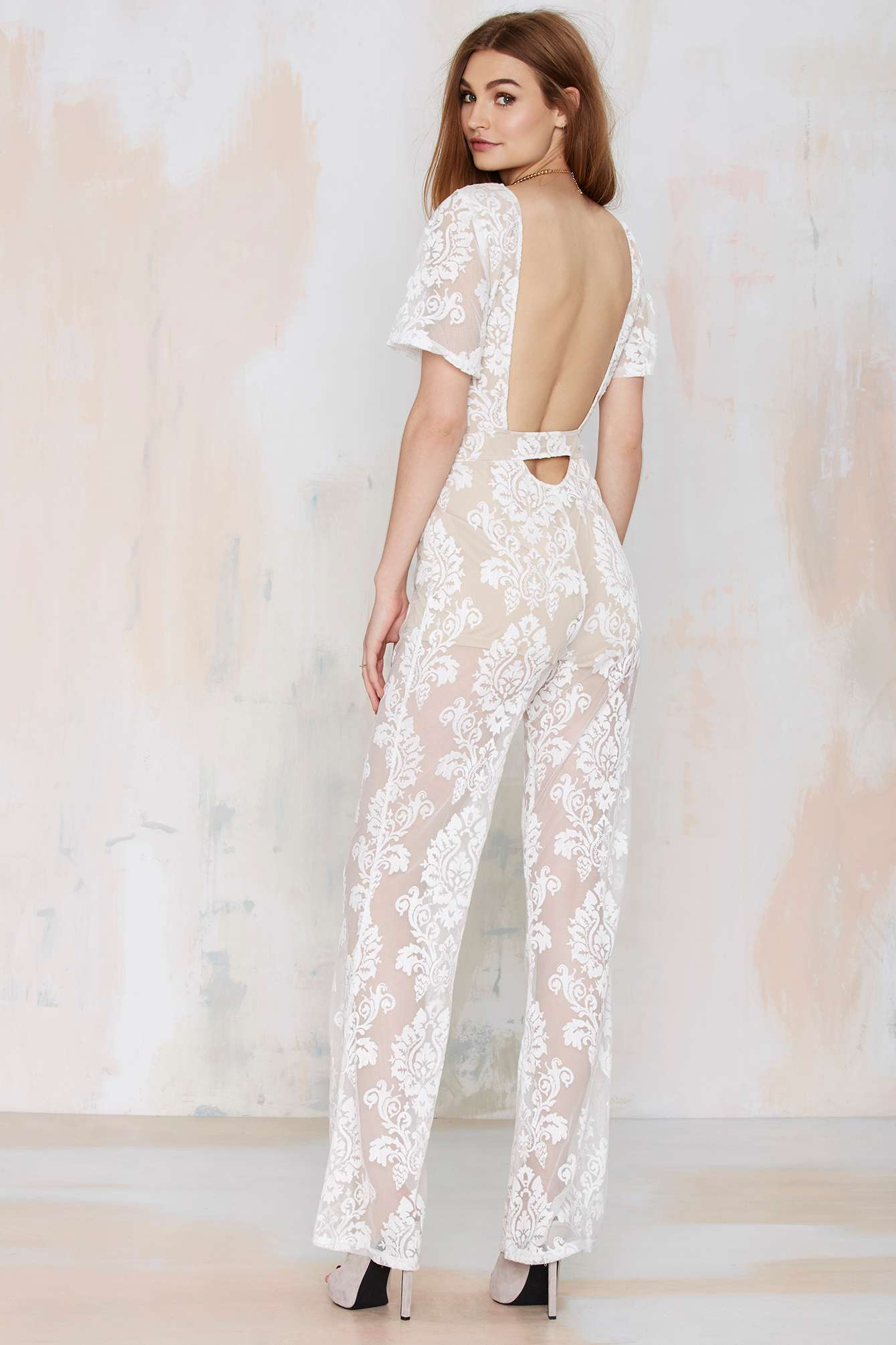 white satin jumpsuit