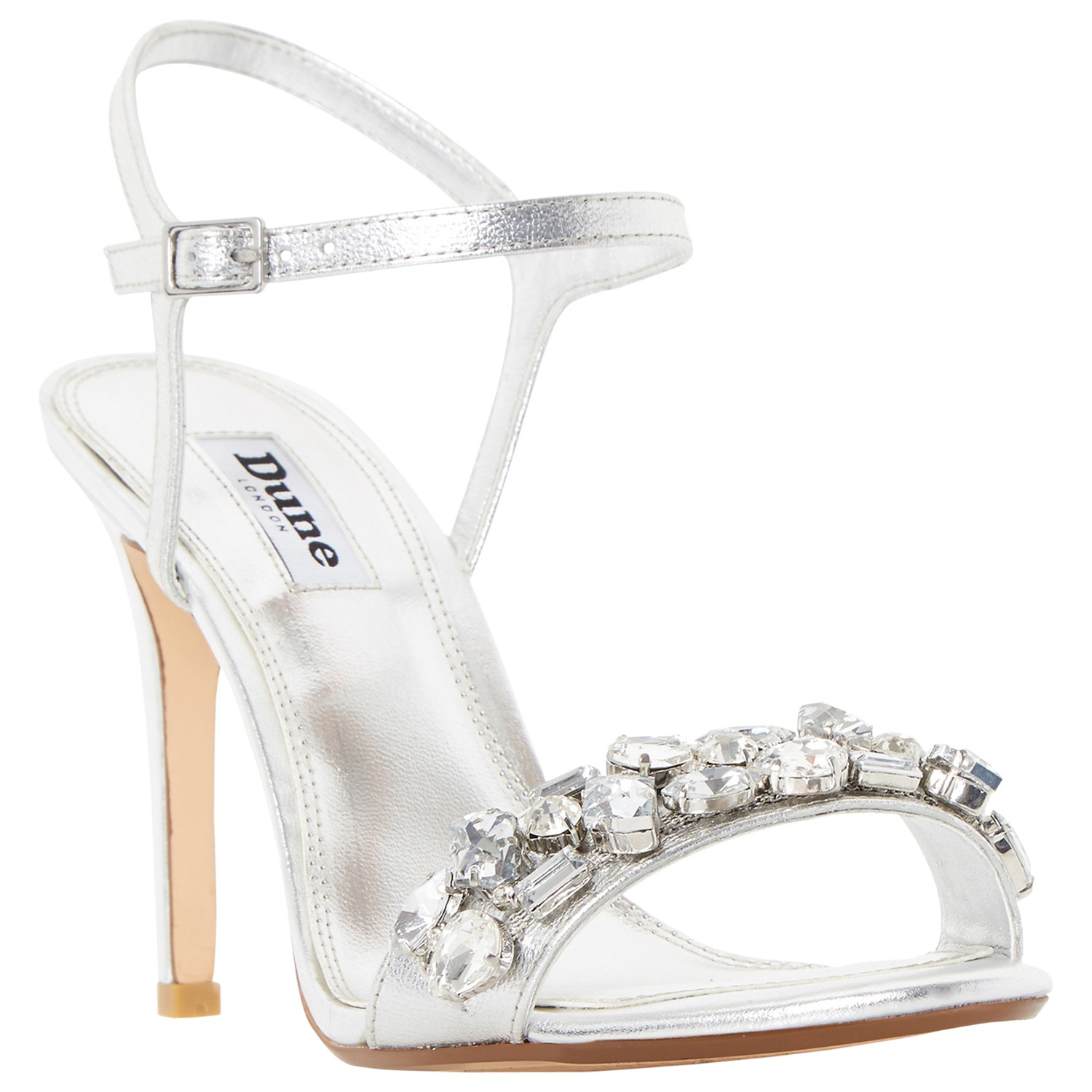 Dune Mya Jewel Embellished  High Heel  Sandals  in Metallic 