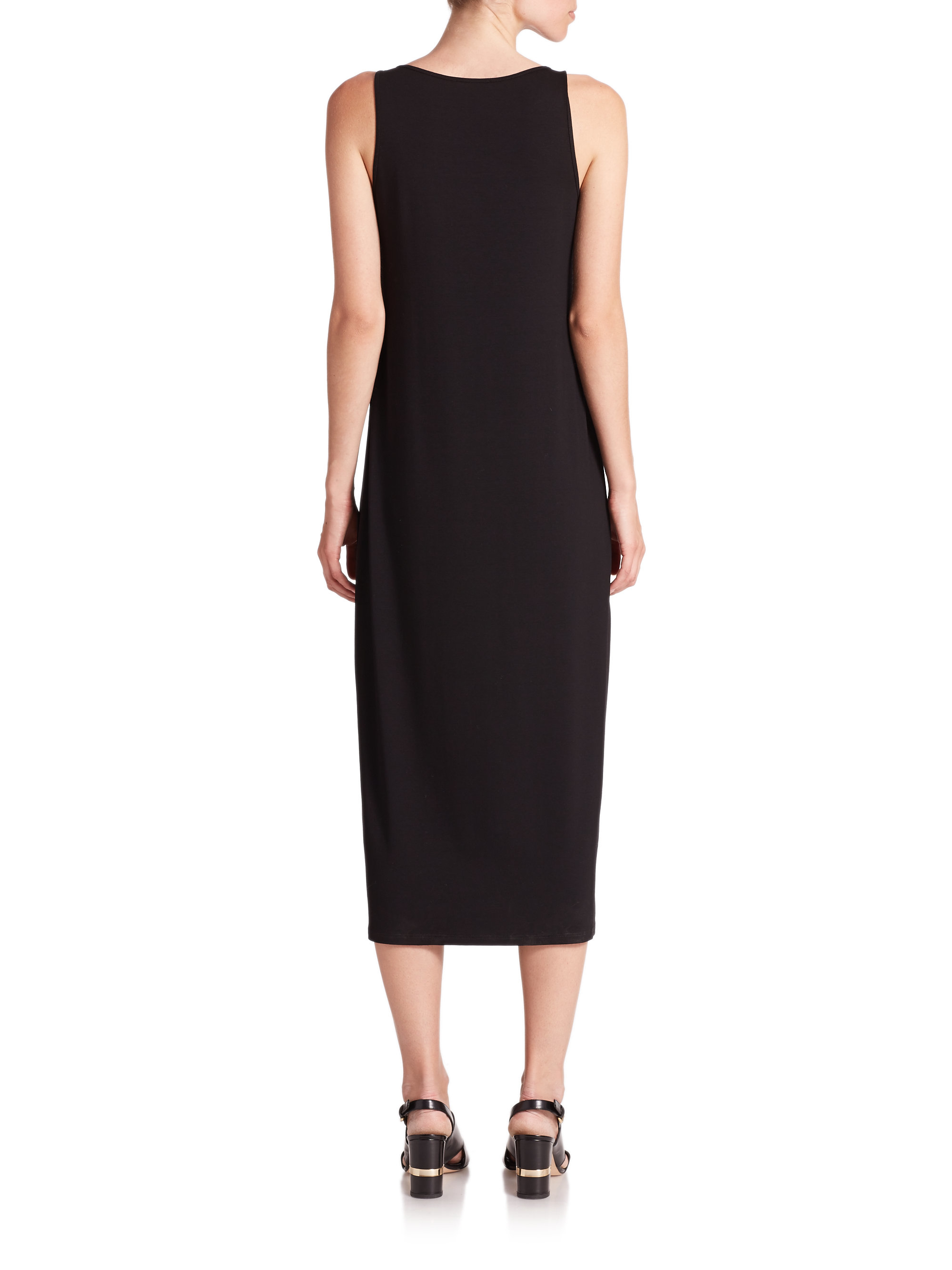 Lyst - Eileen Fisher Stretch Jersey Tank Dress in Black