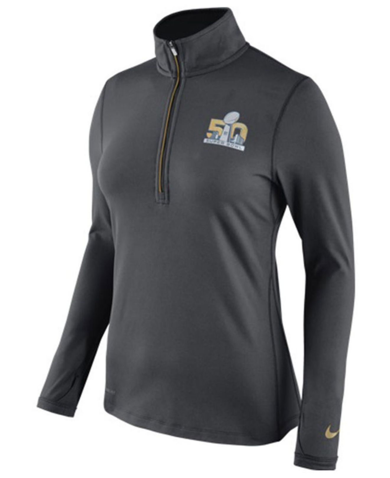 Nike Women's Super Bowl 50 Element Halfzip Pullover in Gray Lyst