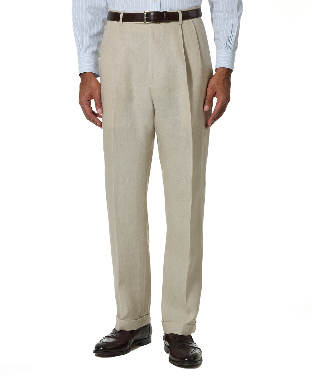Brooks Brothers Irish Linen Pleat-Front Trousers in Beige for Men ...