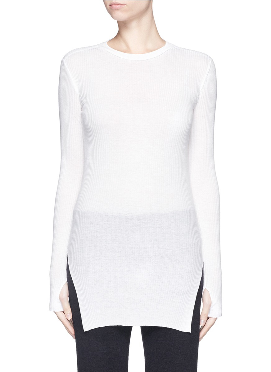 Helmut lang Cotton-angora Turtleneck Sweater in White | Lyst