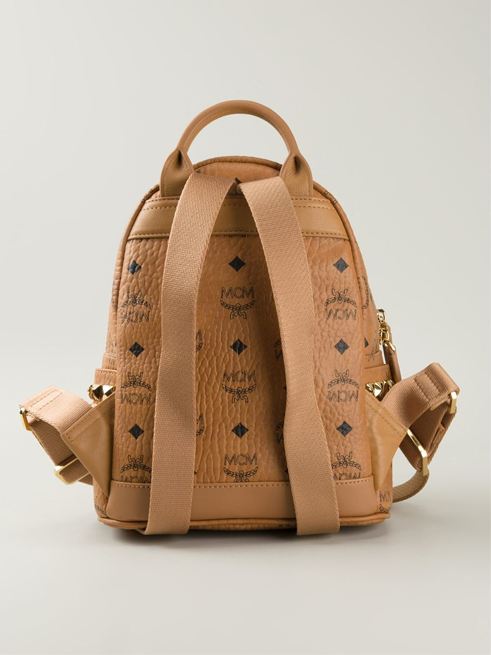 Mcm Small Studded Backpack in Brown Lyst