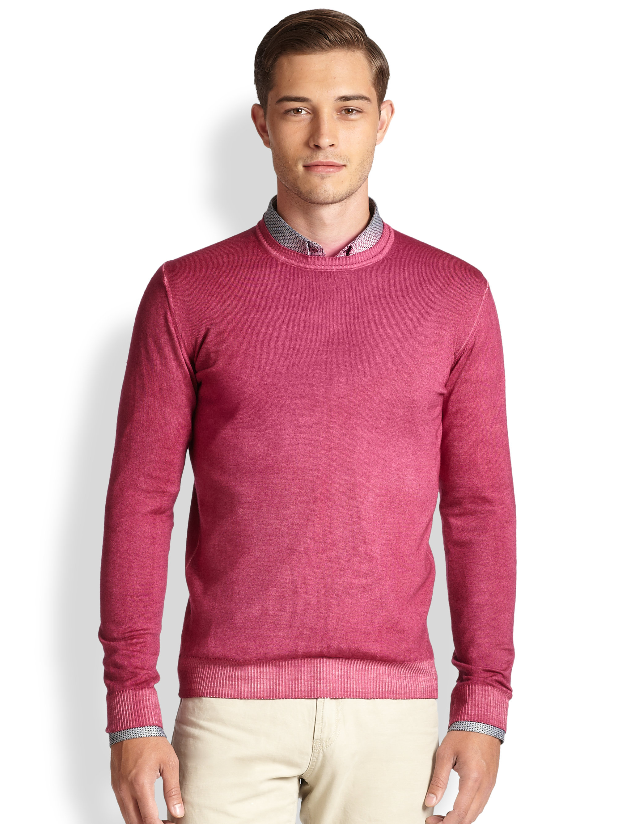 Lyst - Sand Merino Wool Crewneck Sweater in Pink for Men