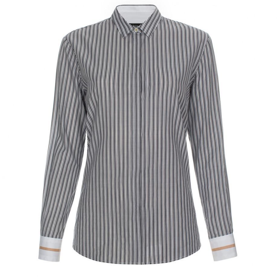 Paul smith Women's White And Grey Woven-stripe Cotton Shirt in Gray | Lyst